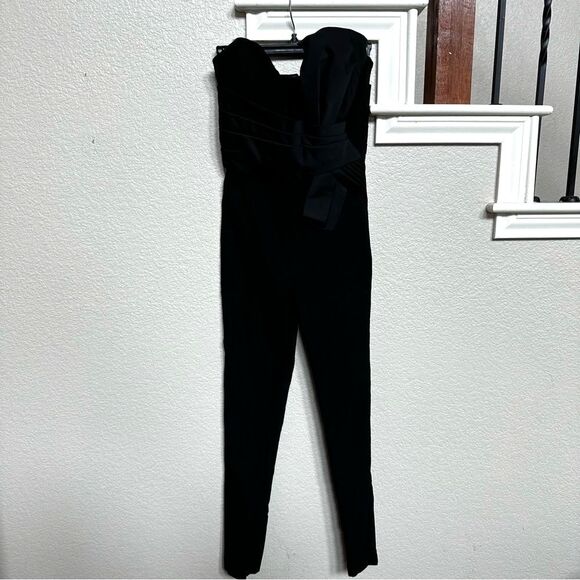 Nasty Gal Black Bandeau Strapless Bow Tie Twist Jumpsuit Catsuit - Women S - Picture 2 of 6